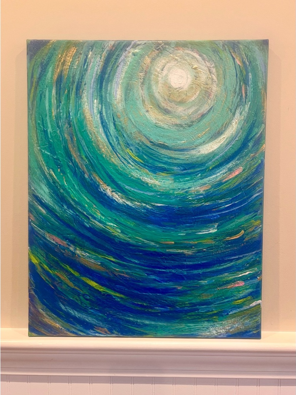 Abstract Ocean Swirl Canvas Art - Blue & Green